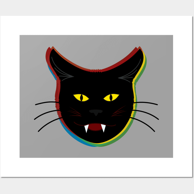 rainbow black cat Wall Art by necroembers art